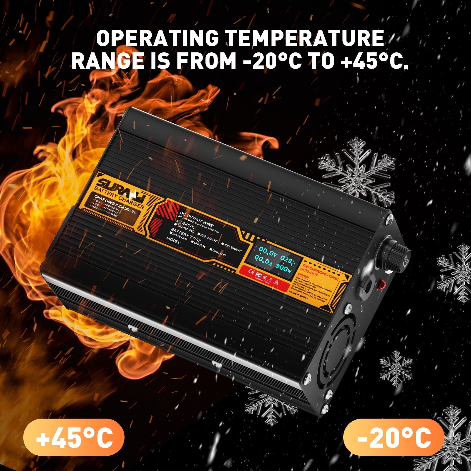 Suraziki Lead Acid Battery 72V 2A Battery Charger for 72V Lead Acid AGM GEL Deep Cycle and Auto Starting Batteries, LED Display, Full Protection，Aluminum alloy shell