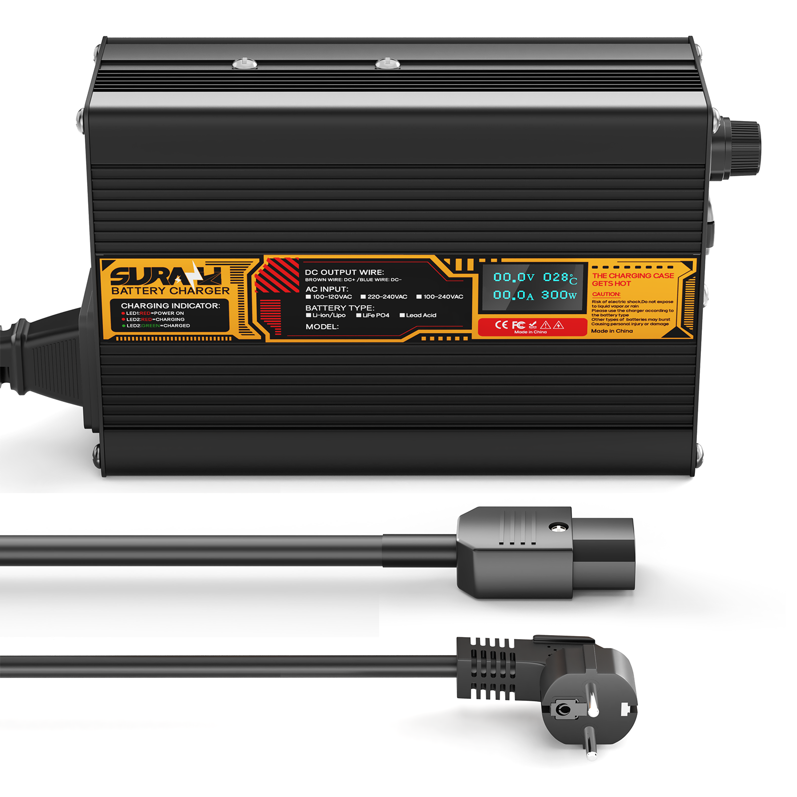 Suraziki Lead Acid Battery 72V 3.5A Battery Charger for 72V Lead Acid AGM GEL Deep Cycle and Auto Starting Batteries, LED Display, Full Protection，Aluminum alloy shell