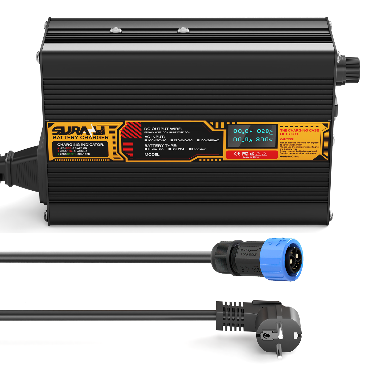 Suraziki Lithium 79.8V 3.5A Battery Charger for 70.3V Lithium-ion polymer batteries, LED Display, Full Protection，Aluminum alloy shell