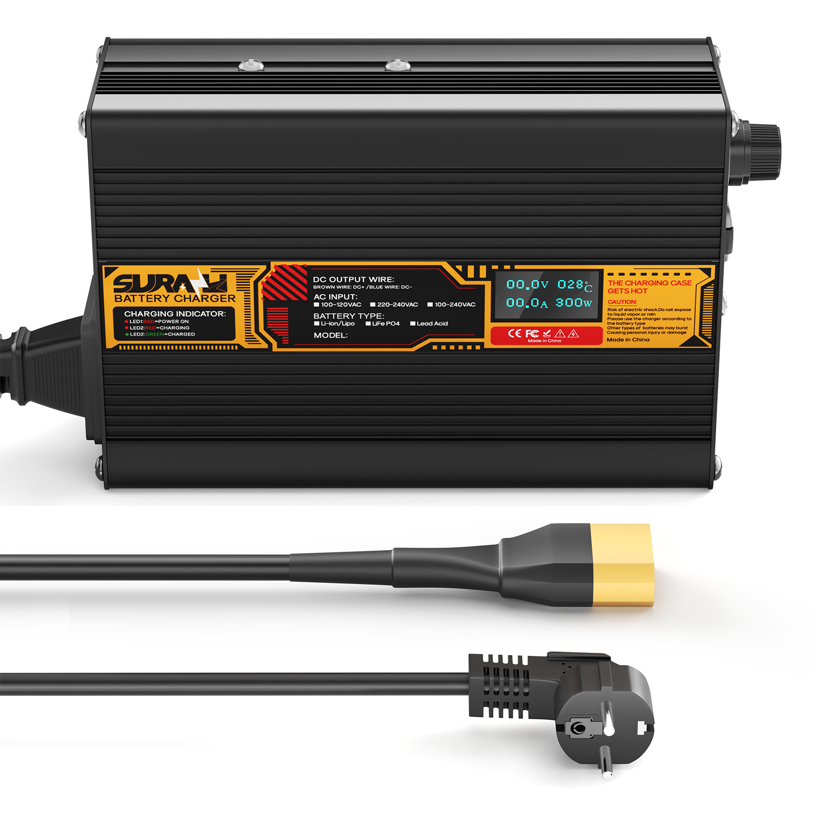Suraziki Lithium 79.8V 3.5A Battery Charger for 70.3V Lithium-ion polymer batteries, LED Display, Full Protection，Aluminum alloy shell