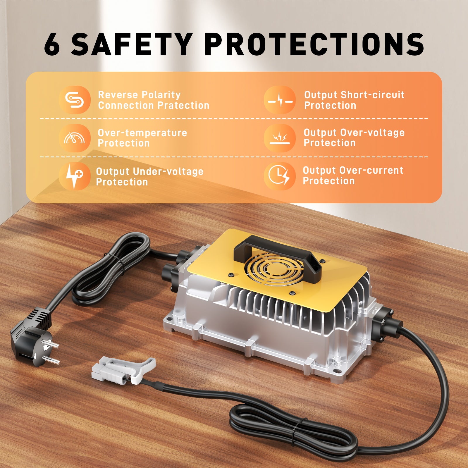 58.4V 20A LiFePO4 Charger For 48V 16S Lithium Batteries Compatible with 51.2V Systems with 90% Efficiency and Intelligent Protection Function