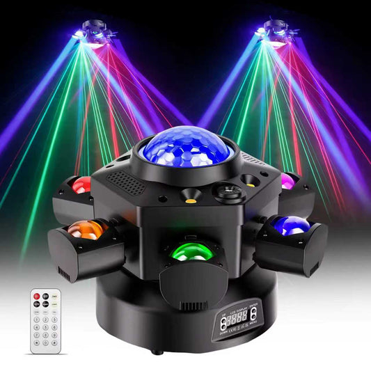 Suraziki 120W Six-Arm Stage Light RGBW 4-In-1 Effect Moving Head Light With DMX512, Suitable For Disco, Party, Concert, Church, Wedding, Theater And Other Occasions